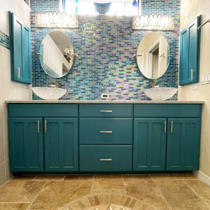 Painted bathroom cabinets